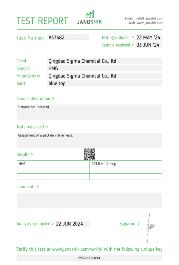 HMG (Menotropin) - 75iu - Qingdao Sigma Chemical - expires 2026 (incl. bac water and syringes) (shipped from Spain) - Image 2